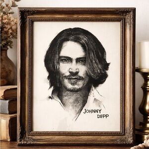 Vintage Sketch Copy of Young Johnny Depp 11X17 NWOT